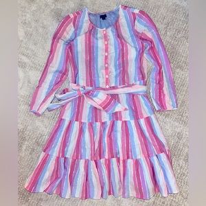 J crew belted button up dress in pastel stripe XXS